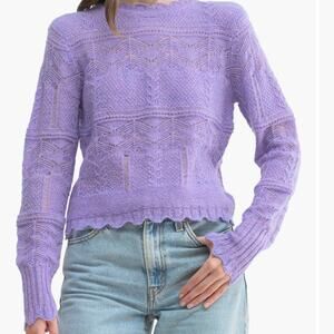 Lush Cable Stitch Lavender Crop Women’s Sweater Size Small New Retailed for $80